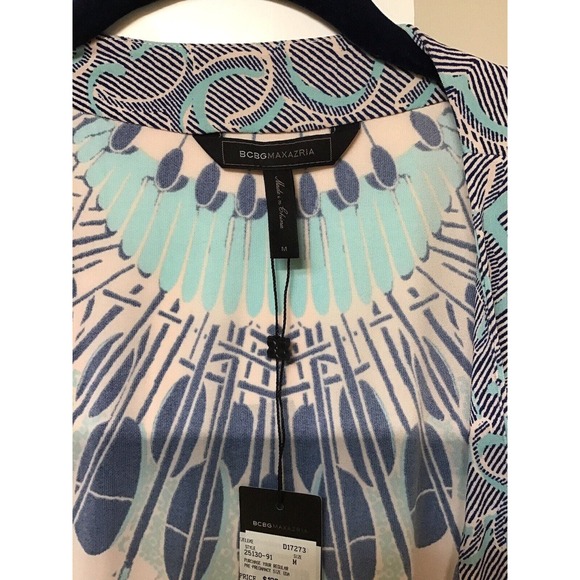 NWT BCBG MAX AZRIA Paisley Blue Printed Wrap Dress, Size Medium - Picture 7 of 14